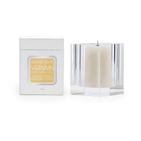 Limone Olive Vervaine 220g Bevelled Crystal Candle