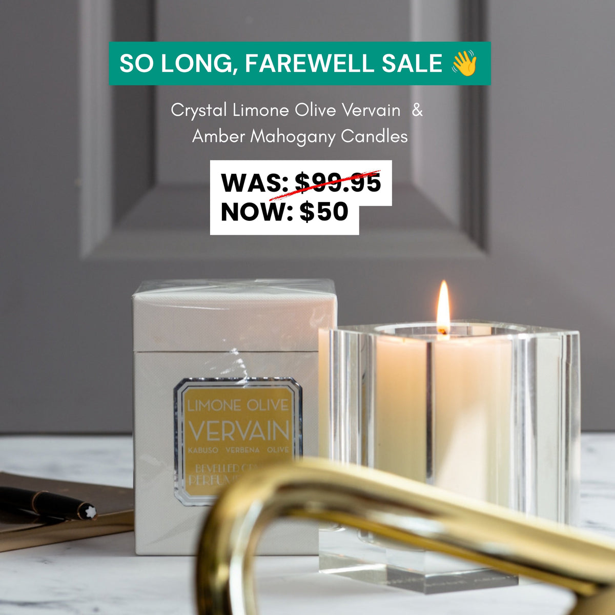 So Long, Farewell | Crystal Candles $50 Each