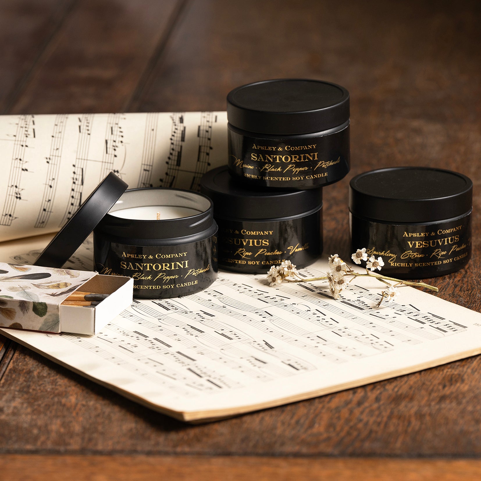 Vesuvius and Santorini Travel Candles