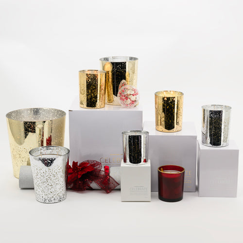 Scented Space Celebrate Candle Silver & Gold Group