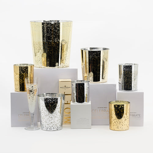 Scented Space Celebrate Candle Silver & Gold Group