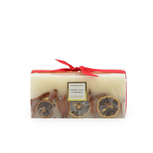 Botanical Candle Rectangle 1.3k - Red Ribbon
