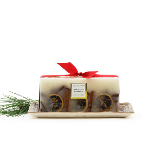 Botanical Candle Rectangle 1.3k - Red Ribbon