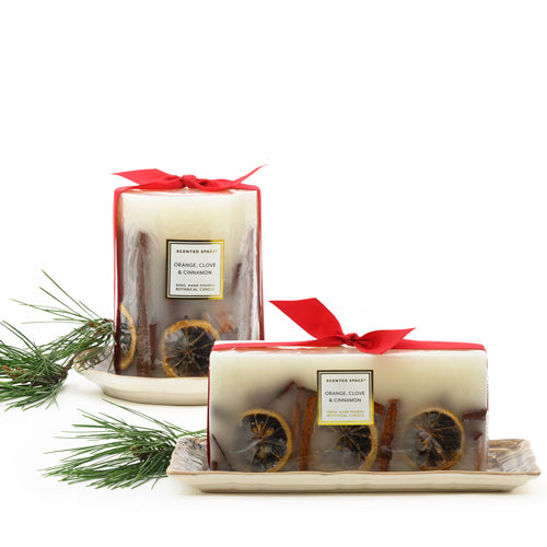 Botanical Candle Rectangle 1.3k - Red Ribbon