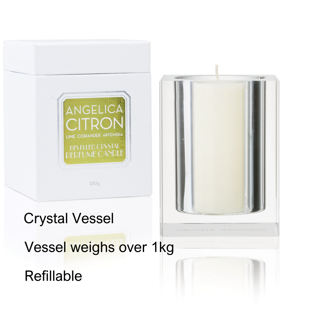 Angelica Citron 220g Bevelled Crystal Candle