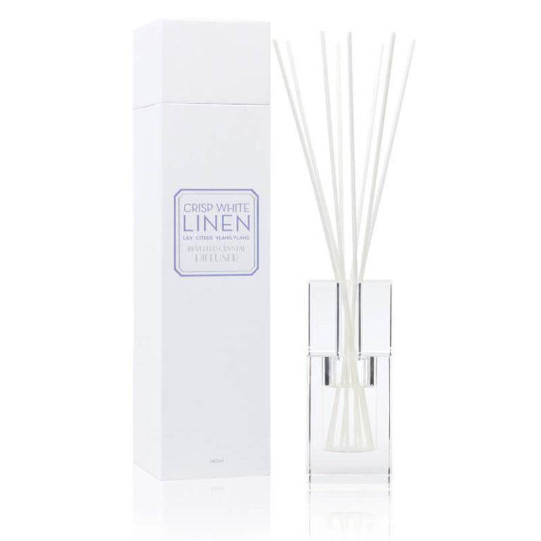 Crisp White Linen 140ml Bevelled Crystal Diffuser