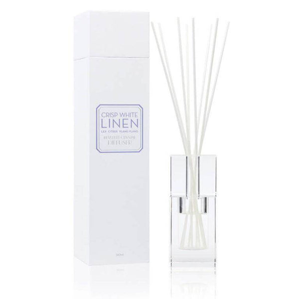 Crisp White Linen 140ml Bevelled Crystal Diffuser