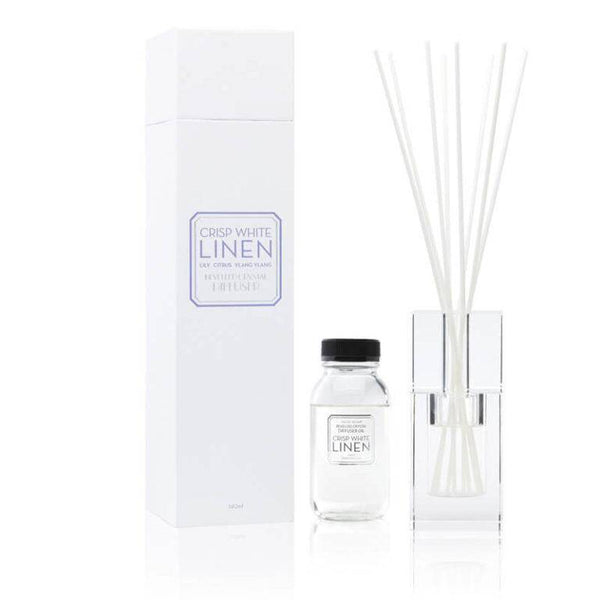 Crisp White Linen 140ml Bevelled Crystal Diffuser