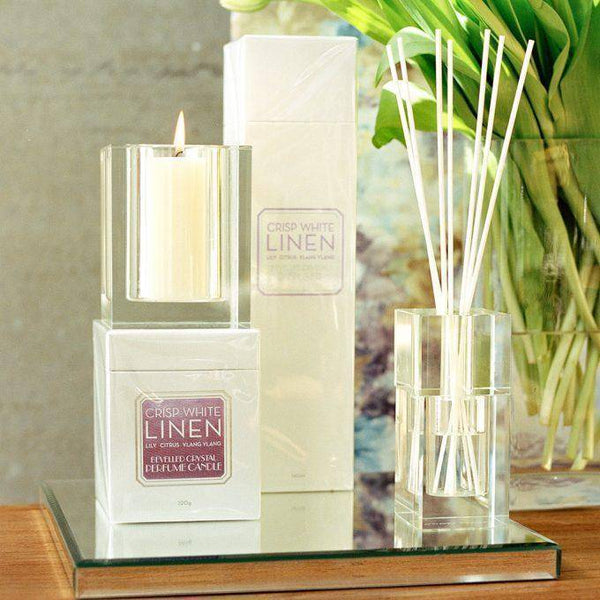 Crisp White Linen 140ml Bevelled Crystal Diffuser