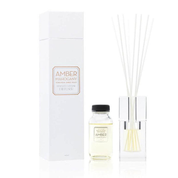 Amber Mahogany 140ml Bevelled Crystal Diffuser