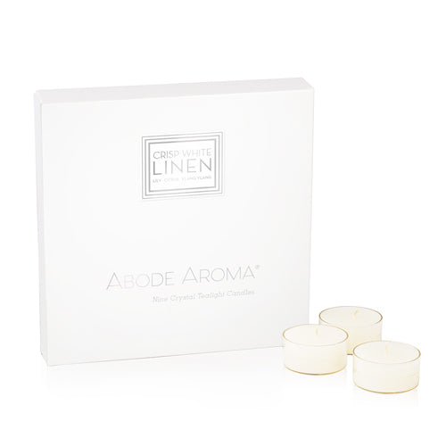 Cybus Crystal Tealight Candles- Crisp White Linen