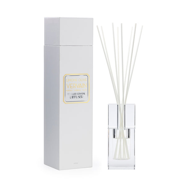 Limone Olive Vervaine 140ml Bevelled Crystal Diffuser