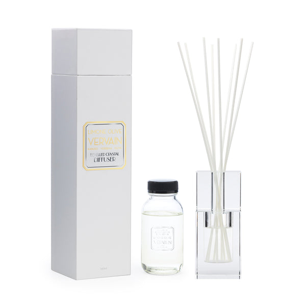 Limone Olive Vervaine 140ml Bevelled Crystal Diffuser