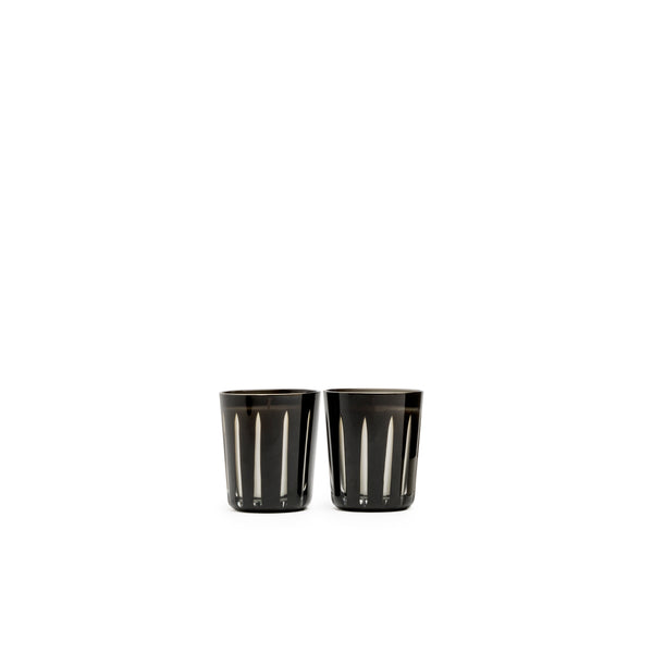 Adagio Hand Cut black Glass Candle Twin Set - Soy Wax Blend