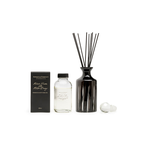 Adagio Hand Cut Black Glass Diffuser Set